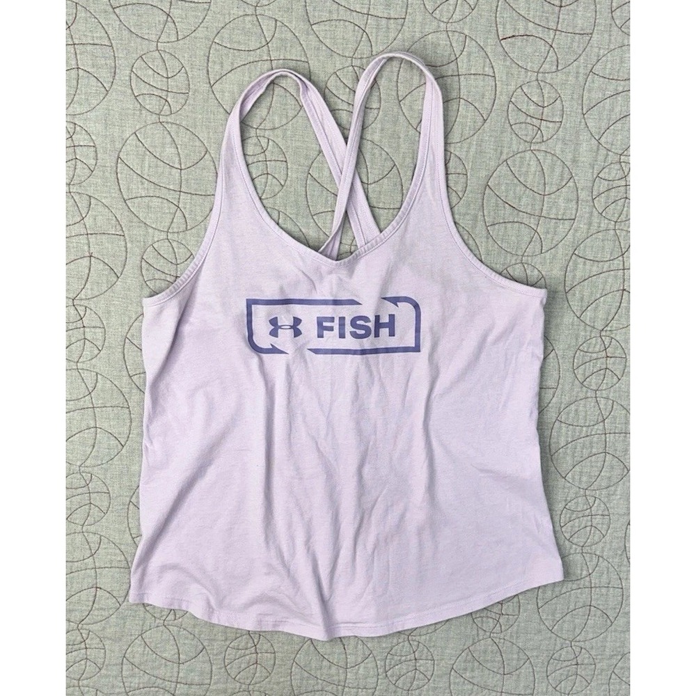 Under‎ Armour Women Fish Icon HeatGear Tank Top Light Purple / Size Large